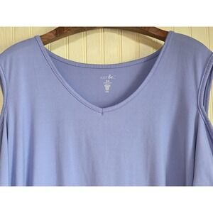 Just Be Shirt Womens 3X Purple Cold Shoulder V Neck Stretch Top Plus Size